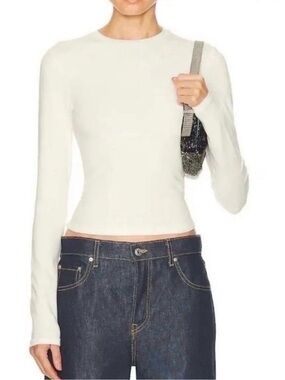 NWT SKIMS Cotton Jersey Long Sleeved T-Shirt - Marble